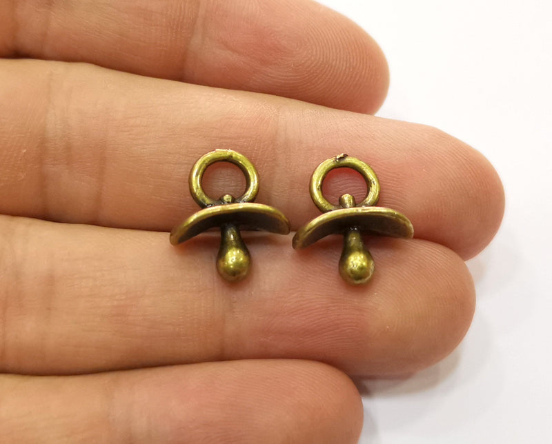 10 Pacifier Charms Antique Bronze Plated Charms (16x14mm)  G19236