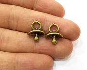 10 Pacifier Charms Antique Bronze Plated Charms (16x14mm)  G19236