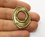 2 Melted Shape Charms Antique Bronze Plated Charms (35x28mm)  G19237