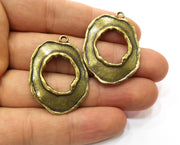 2 Melted Shape Charms Antique Bronze Plated Charms (35x28mm)  G19237
