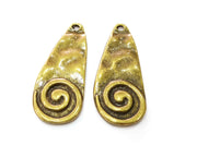 2 Spiral Charms Antique Bronze Plated Charms (48x20mm) G19242