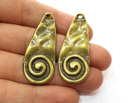 2 Spiral Charms Antique Bronze Plated Charms (48x20mm) G19242