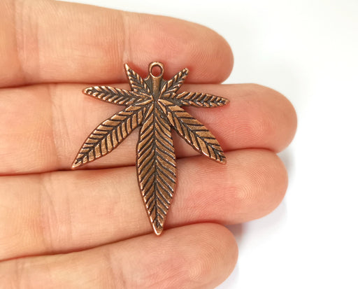 2 Leaf Charms Antique Copper Plated Charms (38x32mm) G19638