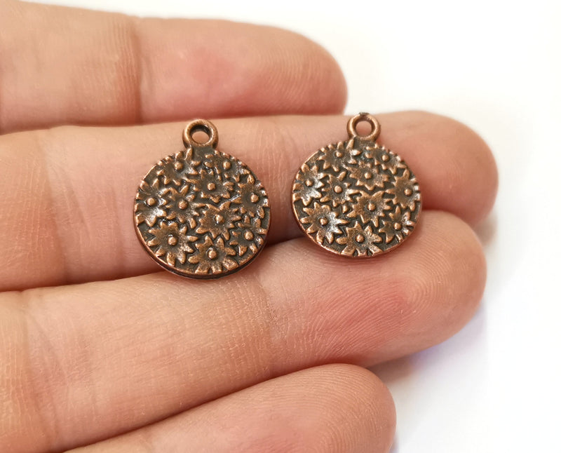 6 Flowers Charms Antique Copper Plated Charms (19x15mm)  G19645