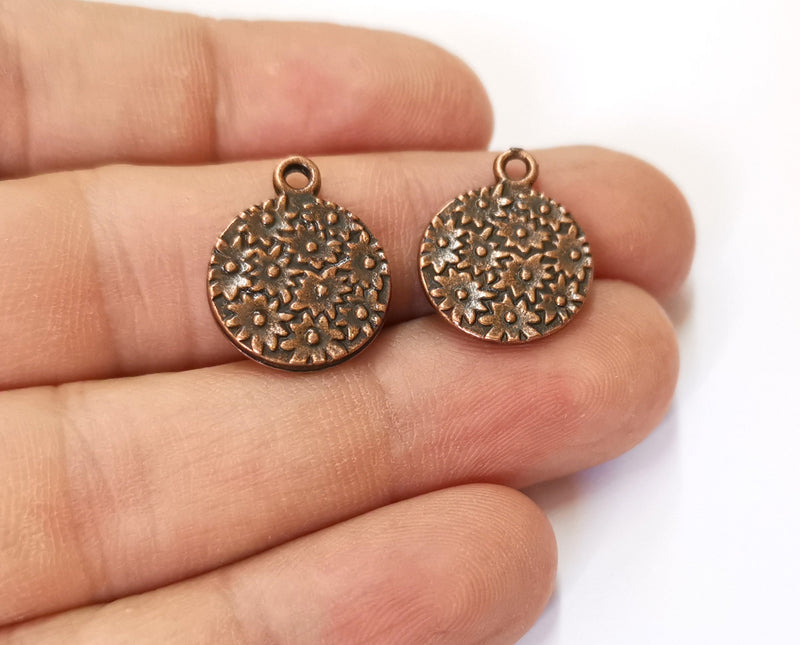 6 Flowers Charms Antique Copper Plated Charms (19x15mm)  G19645