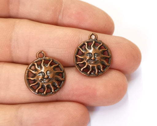 5 Sun Charms Antique Copper Plated Charms (19x16mm)  G19646