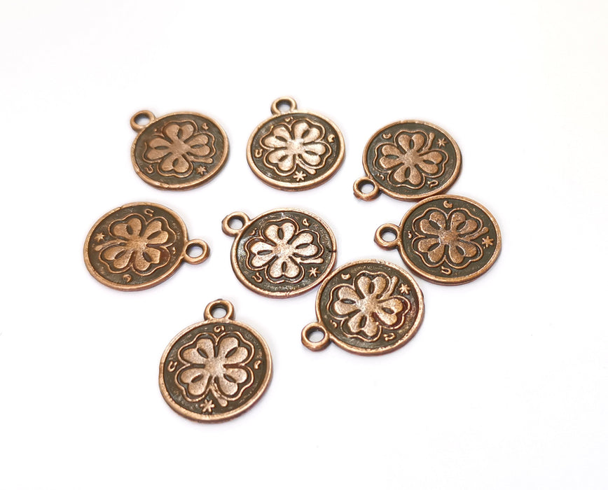 10 Clover Charms Antique Copper Plated Charms (18x15mm)  G19647
