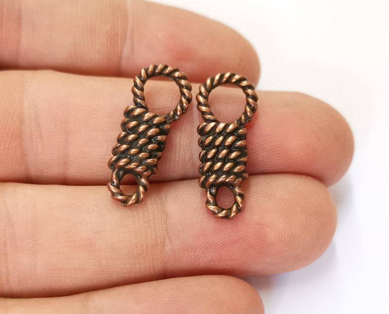 4 Bales of Rope Charms Connector Antique Copper Plated Charms (25x10mm) G19648