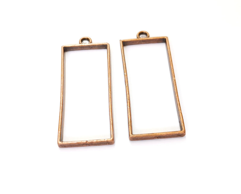 4 Frame Bezel Charms Antique Copper Plated Charms (48x19mm) G19650