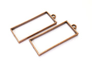 4 Frame Bezel Charms Antique Copper Plated Charms (48x19mm) G19650