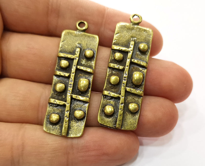 2 Antique Bronze Charms Antique Bronze Plated Charms (48x16mm)  G19243