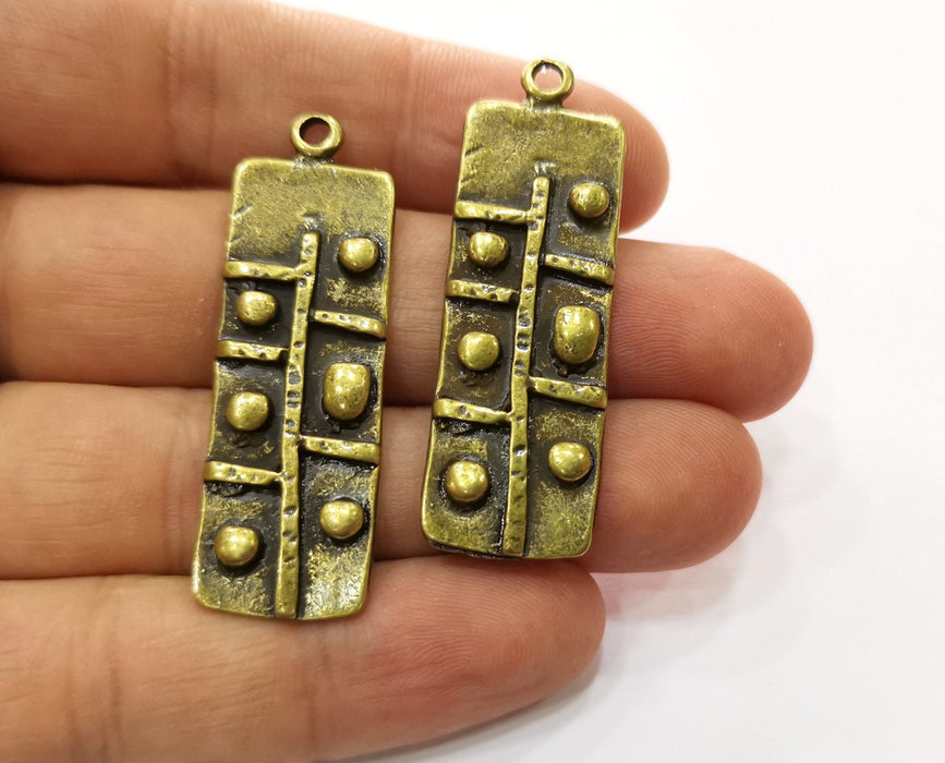 2 Antique Bronze Charms Antique Bronze Plated Charms (48x16mm)  G19243