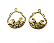 2 Antique Bronze Charms Antique Bronze Plated Charms (41x32mm)  G19248