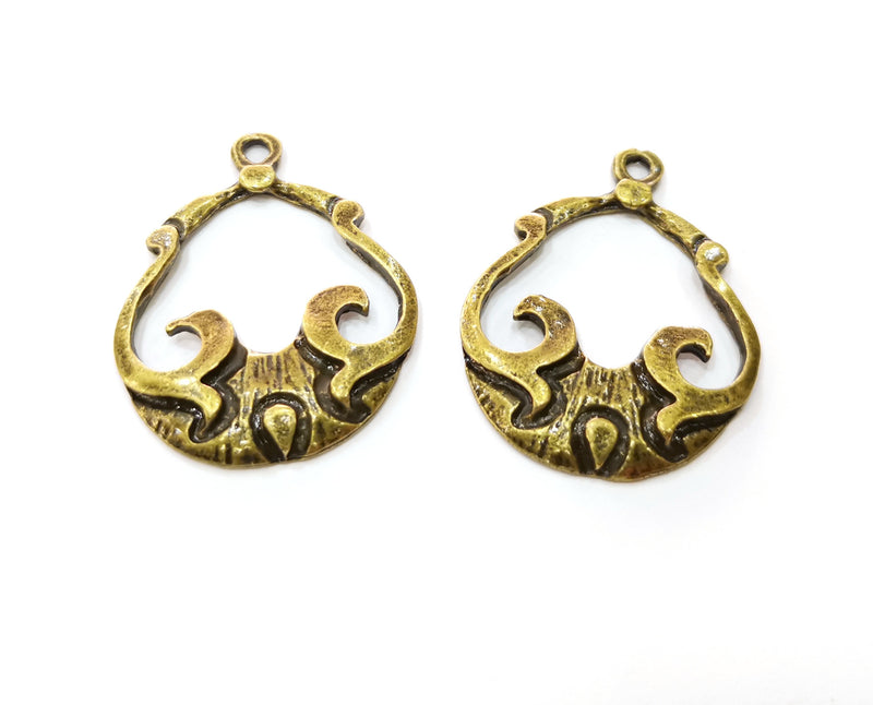 2 Antique Bronze Charms Antique Bronze Plated Charms (41x32mm)  G19248