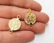 4 Coin Charms Connector Gold Plated Charms (28x17mm)  G19651
