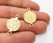 4 Coin Charms Connector Gold Plated Charms (28x17mm)  G19651