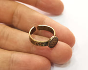 Ring Blank Setting Hammered Ring Base Bezel Ring Backs Glass Cabochon Mounting Adjustable Antique Bronze Plated Ring (10mm ) G19254