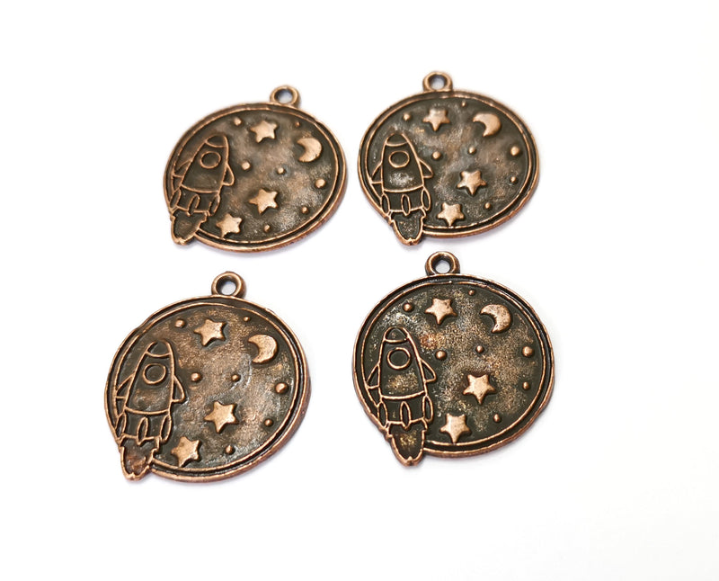 4 Space Charms Antique Copper Plated Charms (29x24mm) G19655