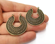 2 Antique Bronze Charms Connector Antique Bronze Plated Charms (37x34mm)  G19664