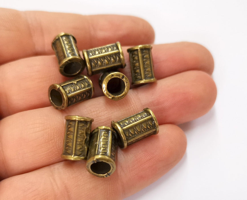 5 Antique Bronze Tube Beads Antique Bronze Plated Beads (13x8mm)  G19666
