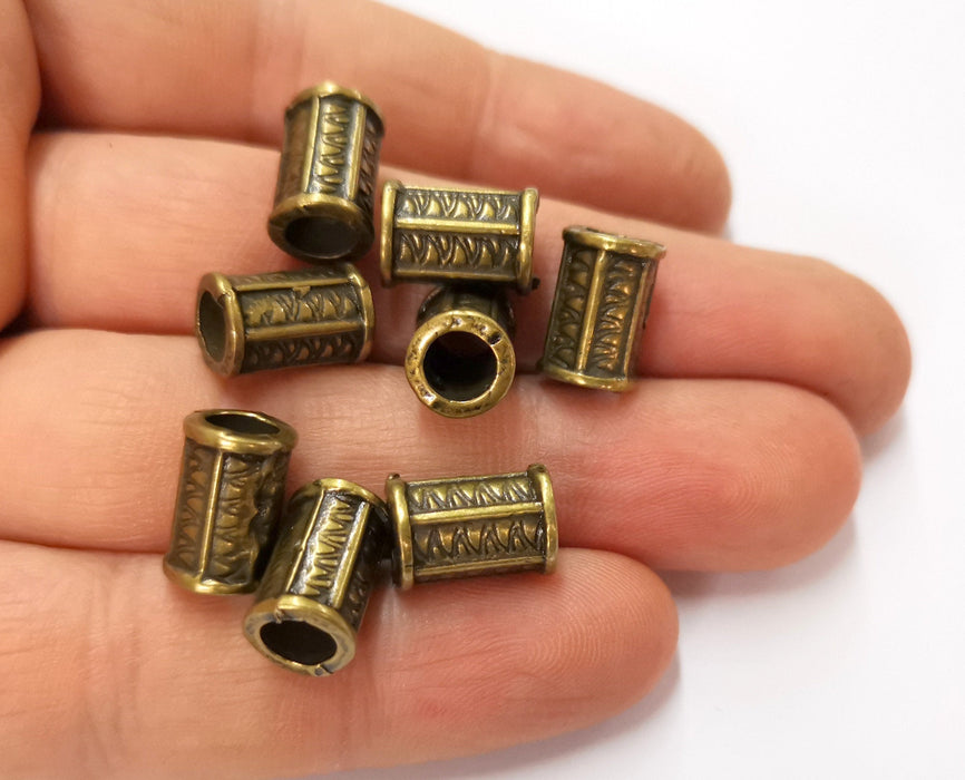 5 Antique Bronze Tube Beads Antique Bronze Plated Beads (13x8mm)  G19666