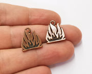6 Flame Charms Antique Copper Plated Charms (18x15mm)  G19668