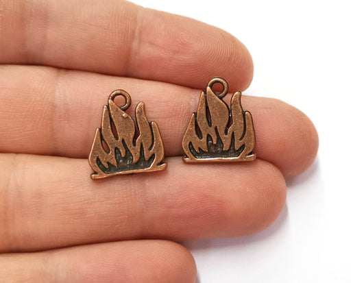 6 Flame Charms Antique Copper Plated Charms (18x15mm)  G19668