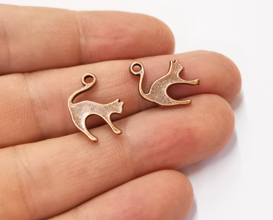 10 Cats Charms Antique Copper Plated Charms (19x13mm)  G19678
