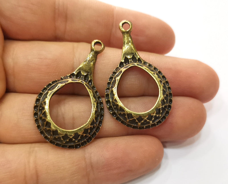 2 Antique Bronze Charm Antique Bronze Plated Charm (40x24mm) G19275