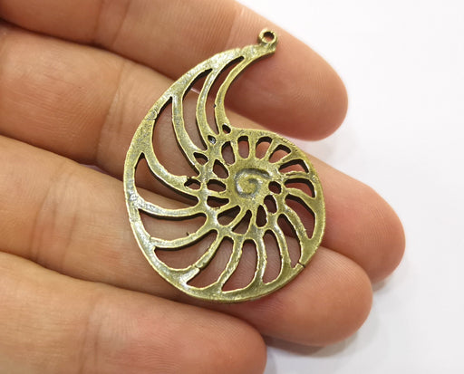 2 Ammonite Charms Antique Bronze Plated Charms (50x34mm)  G19278