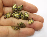 10 Strawberry Charms Antique Bronze Plated Charms (16x9mm) G19280