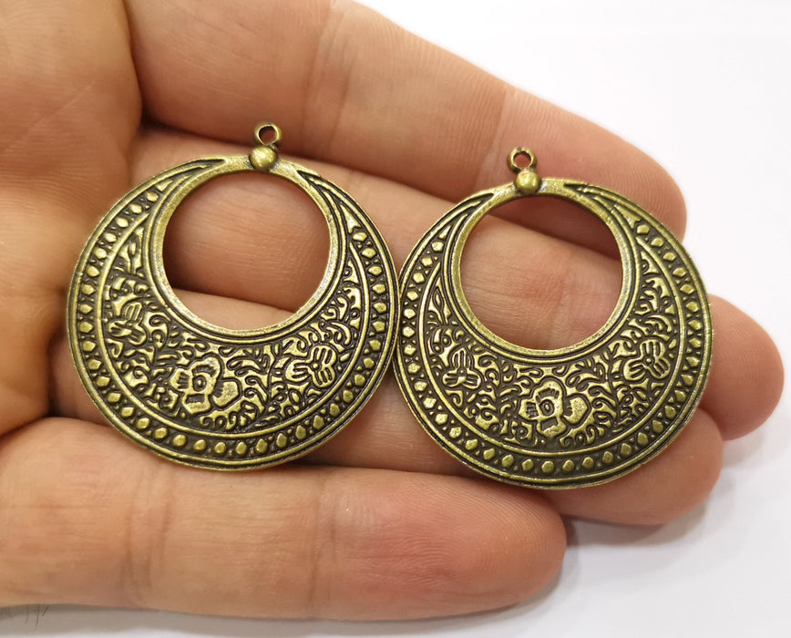 2 Antique Bronze Charms Antique Bronze Plated Charms  (42x38mm)  G19282