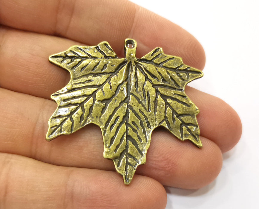 2 Leaf Charms Antique Bronze Plated Charms (43x46mm) G19287