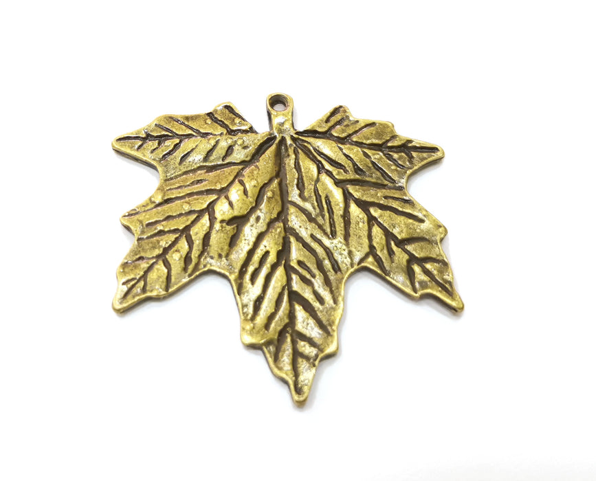 2 Leaf Charms Antique Bronze Plated Charms (43x46mm) G19287