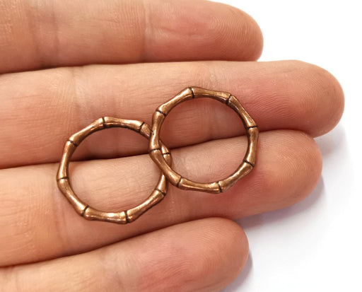 10 Bone Shape Circle Charm Connector Antique Copper Plated Charms  (21 mm)  G19682