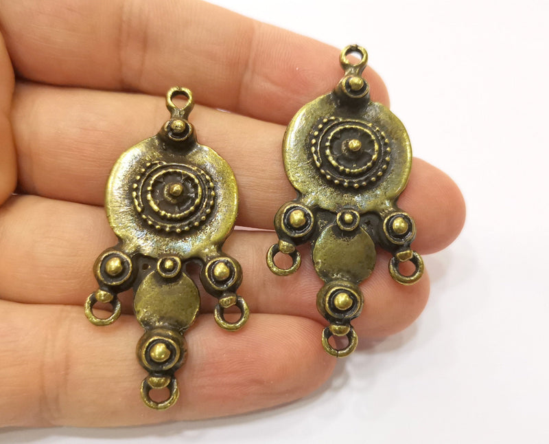 2 Antique Bronze Charm Connector Antique Bronze Plated Charm (54x26mm) G19296