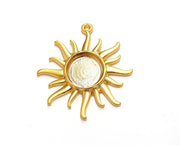 Sun Charms Blank Bezel Resin Bezel Mosaic Mountings Gold Plated Charms (47x43mm)( 16 mm Bezel Inner Size)  G19694
