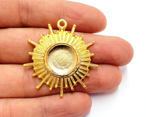 Sun Charms Blank Bezel Resin Bezel Mosaic Mountings Gold Plated Charms (43x39mm)( 16 mm Bezel Inner Size)  G19698