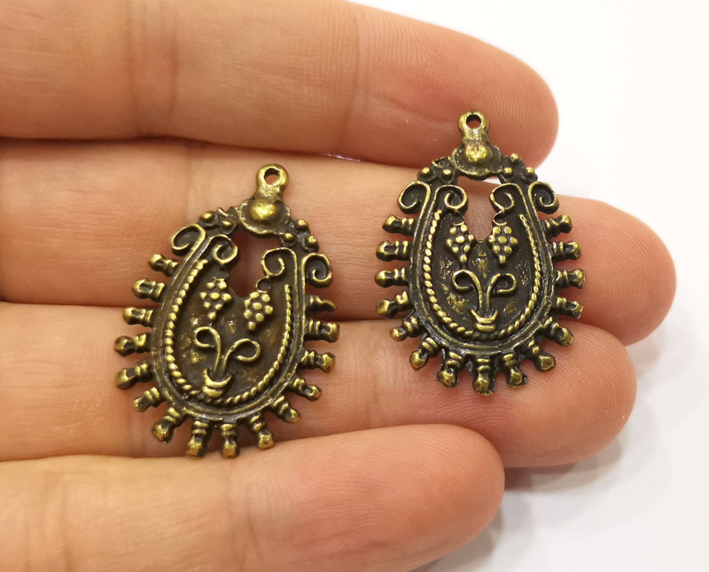 2 Antique Bronze Charm Antique Bronze Plated Charm (33x23mm) G19300