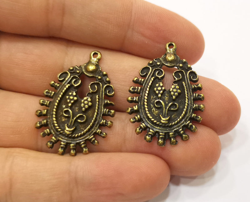 2 Antique Bronze Charm Antique Bronze Plated Charm (33x23mm) G19300