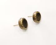 Earring Blank Backs Hammered Antique Bronze Resin Base inlay Blank Cabochon Mountings Antique Bronze (10mm Round blanks) 1 pair G19302