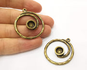 2 Antique Bronze Charm Setting Antique Bronze Plated Charm (41x36mm) G19304