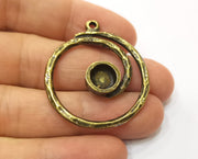 2 Antique Bronze Charm Setting Antique Bronze Plated Charm (41x36mm) G19304