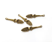 4 Antique Bronze Charms Antique Bronze Plated Charms Double sided (Both Side Same) (36x7mm)  G19305