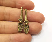 4 Antique Bronze Charms Antique Bronze Plated Charms Double sided (Both Side Same) (36x7mm)  G19305