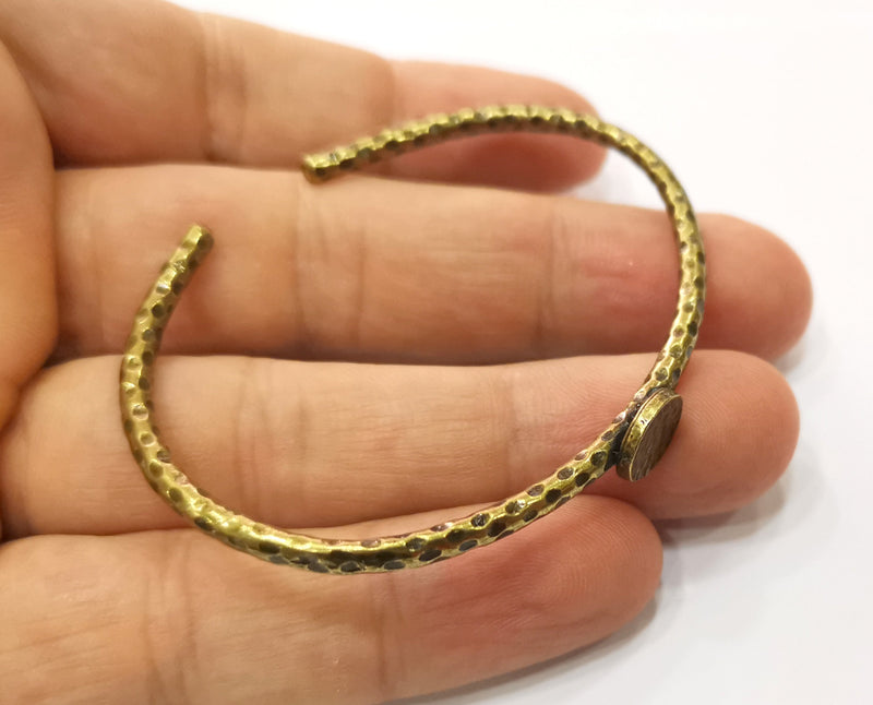 Bracelet Blank Cuff Bezel Bangle Blank Glass Cabochon Base Bezel Hammered Bracelet Adjustable Antique Bronze Bracelet (10mm ) G19306
