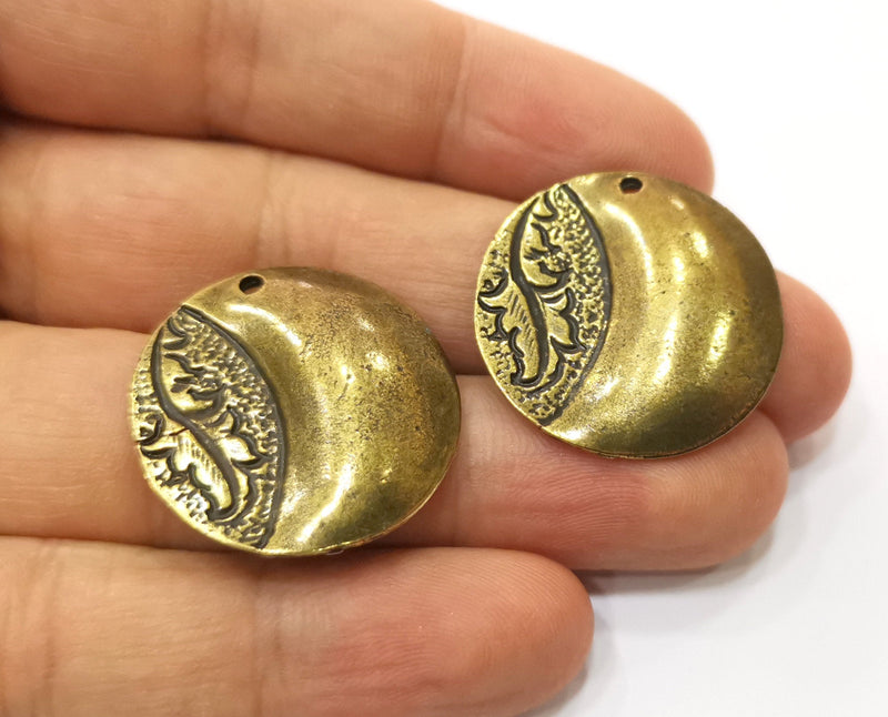 2 Antique Bronze Charm Antique Bronze Plated Charm (28mm) G19310