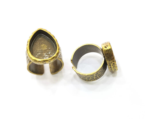 Ring Blank Setting Hammered Ring Base Bezel inlay Ring Backs Glass Cabochon Mounting Adjustable Antique Bronze Plated Ring (18x13mm ) G19311