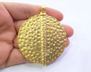 Hammered Medallion Pendant Gold Plated Pendant (74x60mm)  G19315