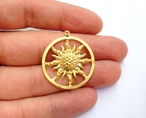 2 Sun Charms Gold Plated Charms  (34x31mm)  G19717